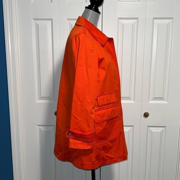 Talbots Orange Lightweight Rain Trench Size 14P Petite Water Resistant NWOT - Picture 3 of 9